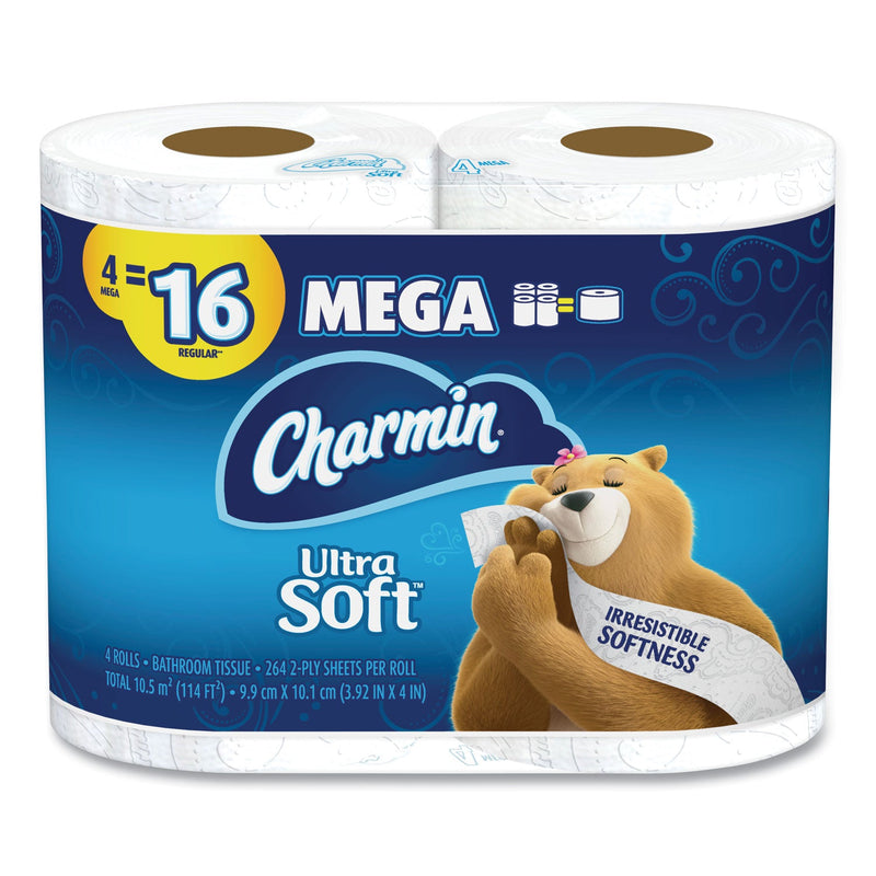 Charmin Ultra Soft Bathroom Tissue, Septic Safe, 2-Ply, White, 244 Sheets/Roll, 4 Rolls/Pack