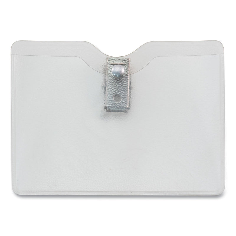 Advantus Security ID Badge Holders with Clip, Horizontal, Clear 3.5" x 3" Holder, 3.5" x 3" Insert, 50/Box