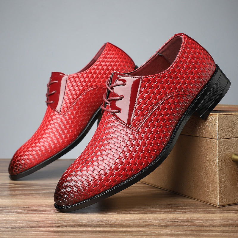 Men's Stylish Formal Pointed-Toe Lace-Up Leather Dress Shoes