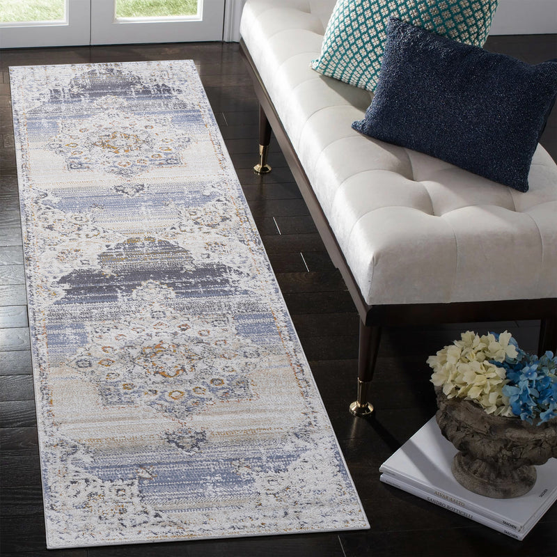 NAAR PAYAS Collection 2X8 Cream / Gold / Medallion Runner Rug
