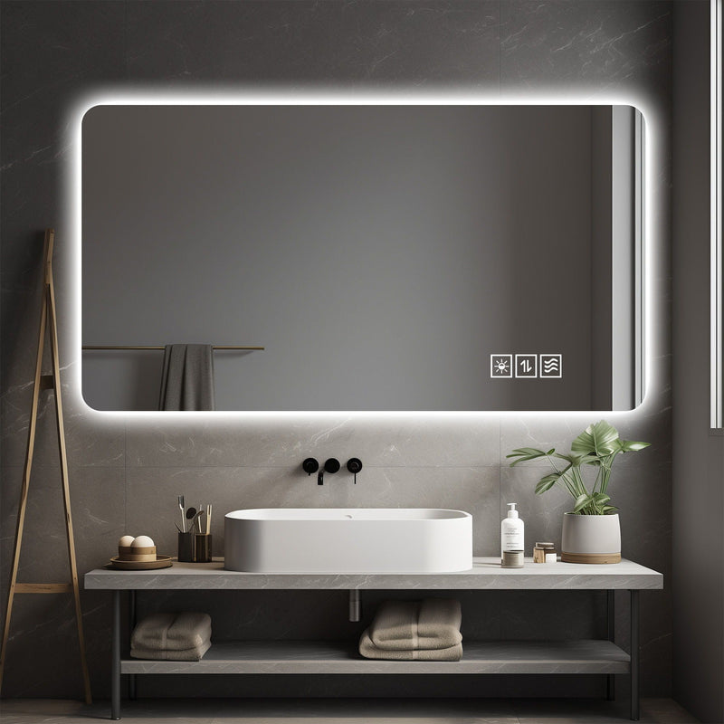 Wall Mounted Bathroom Full Length Makeup Mirror With 3 Color Lighting - Clear