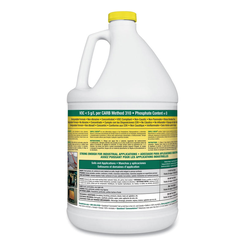Simple Green Industrial Cleaner and Degreaser, Concentrated, Lemon, 1 gal Bottle, 6/Carton