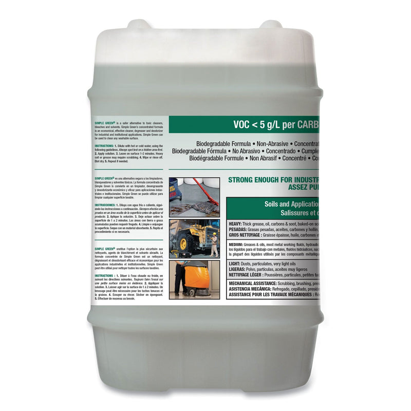Simple Green Industrial Cleaner and Degreaser, Concentrated, 5 gal, Pail