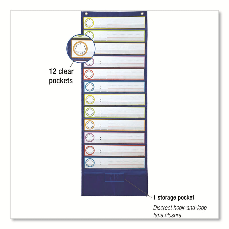 Carson-Dellosa Education Deluxe Scheduling Pocket Chart, 13 Pockets, 13 x 36, Blue