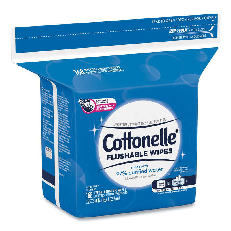 Cottonelle Fresh Care Flushable Cleansing Cloths, 5 x 7.25, White, 168/Pack, 8 Packs/Carton