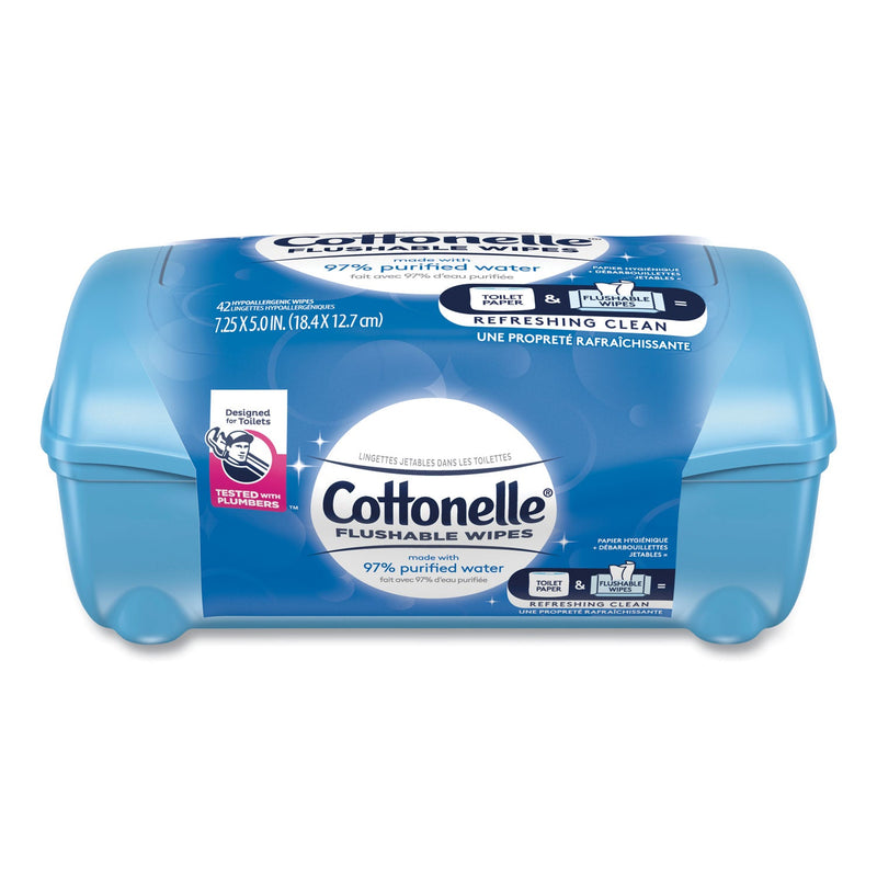 Cottonelle Fresh Care Flushable Cleansing Cloths, 3.75 x 5.5, White, 42/Pack