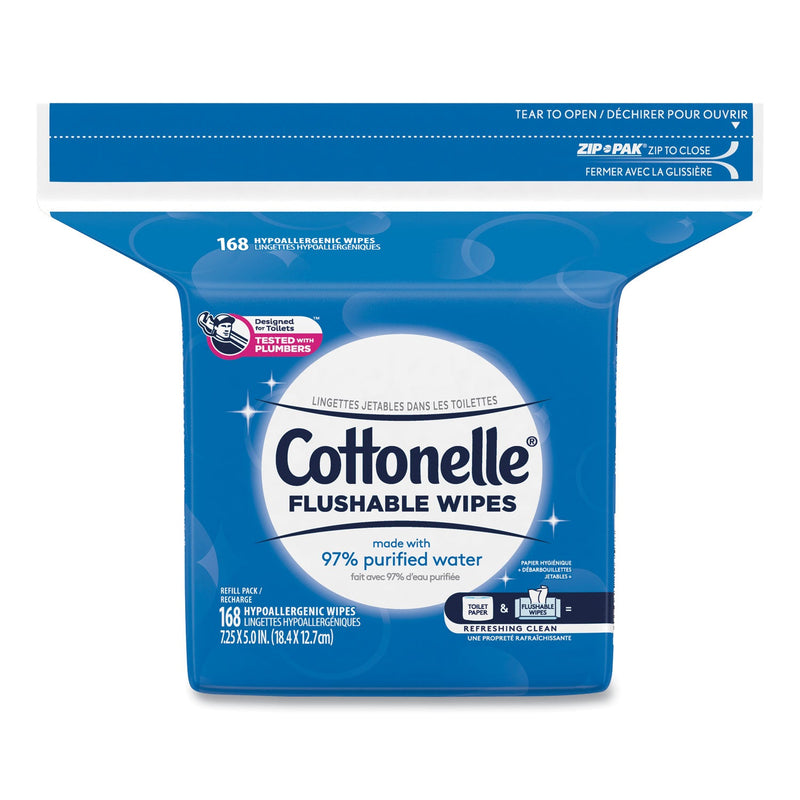 Cottonelle Fresh Care Flushable Cleansing Cloths, 5 x 7.25, White, 168/Pack, 8 Packs/Carton