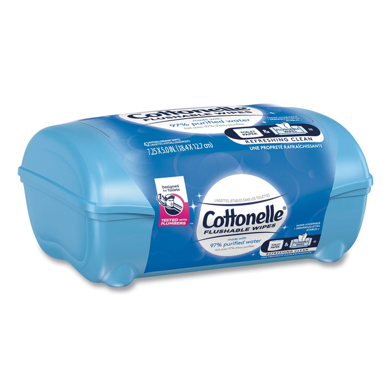Cottonelle Fresh Care Flushable Cleansing Cloths, 3.75 x 5.5, White, 42/Pack