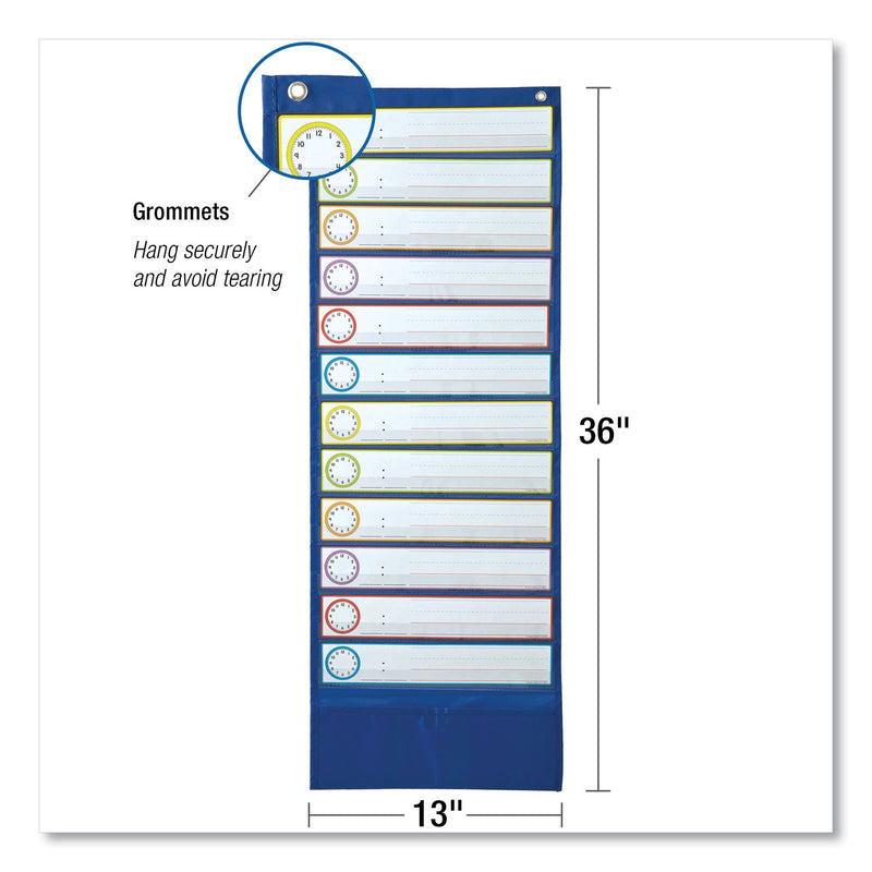 Carson-Dellosa Education Deluxe Scheduling Pocket Chart, 13 Pockets, 13 x 36, Blue