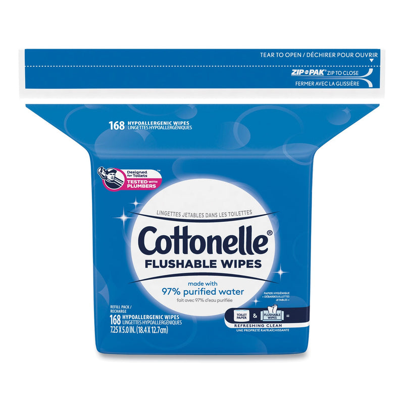 Cottonelle Fresh Care Flushable Cleansing Cloths, 5 x 7.25, White, 168/Pack, 8 Packs/Carton