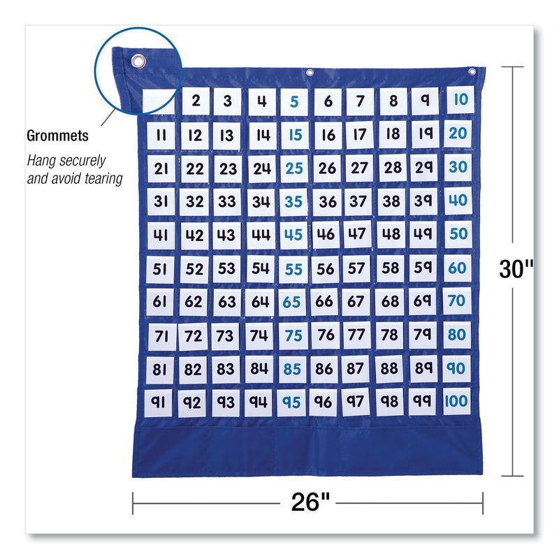 Carson-Dellosa Education Hundreds Pocket Chart, 105 Pockets, 26 x 30, Blue