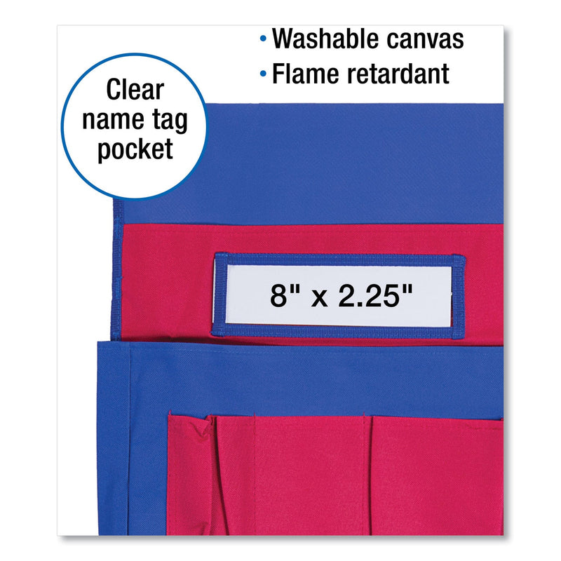 Carson-Dellosa Education Chairback Buddy Pocket Chart, 7 Pockets, 15 x 19, Blue/Red