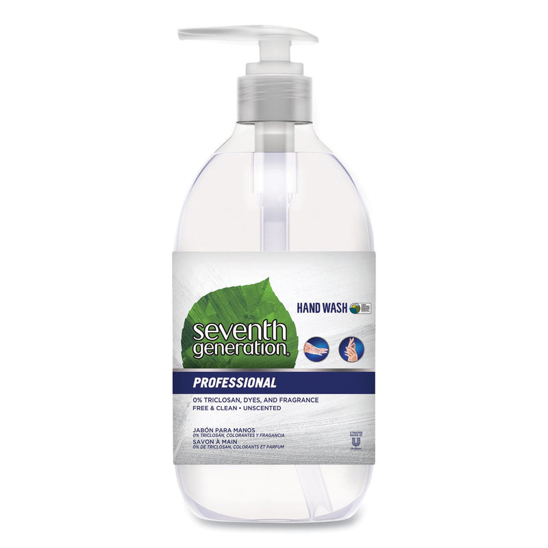 Seventh Generation Natural Hand Wash, Free and Clean, Unscented, 12 oz Pump Bottle, 8/Carton