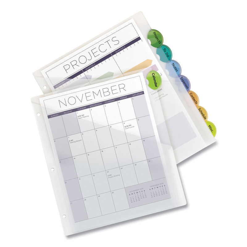 Avery Insertable Style Edge Tab Plastic 1-Pocket Dividers, 8-Tab, 11.25 x 9.25, Translucent, 1 Set