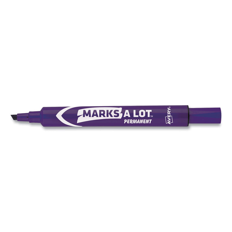Avery MARKS A LOT Large Desk-Style Permanent Marker, Broad Chisel Tip, Purple, Dozen (8884)