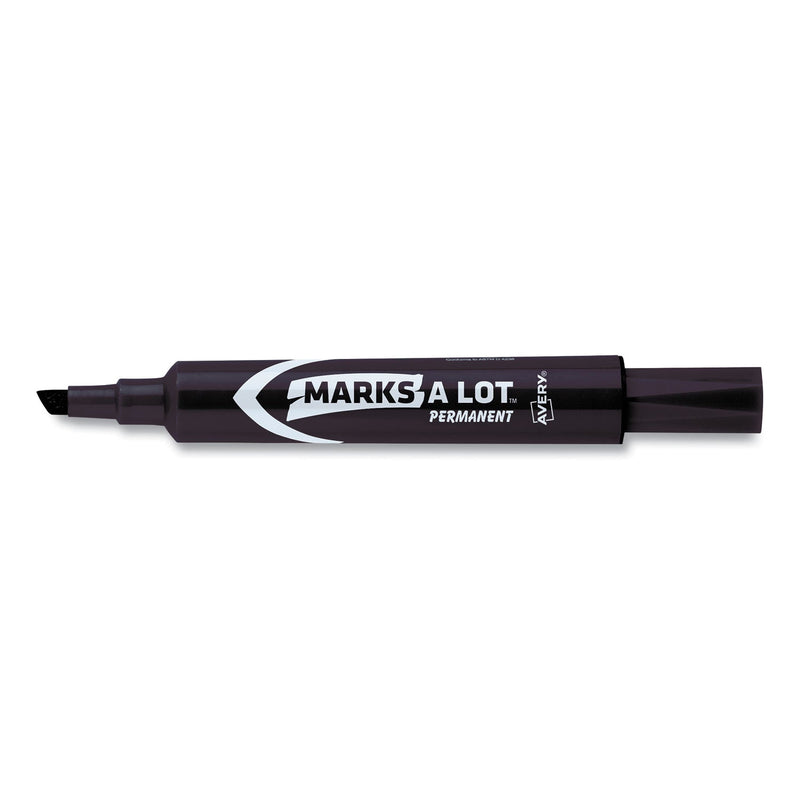 Avery MARKS A LOT Regular Desk-Style Permanent Marker, Broad Chisel Tip, Black, Dozen (7888)