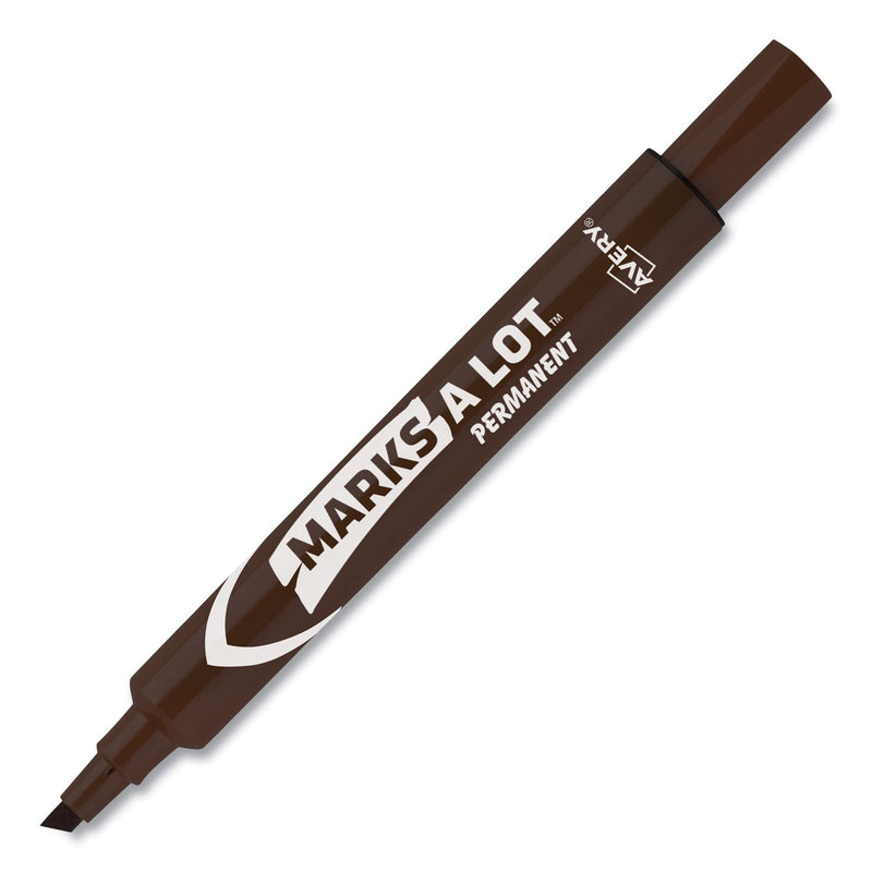 Avery MARKS A LOT Large Desk-Style Permanent Marker, Broad Chisel Tip, Brown, Dozen (8881)