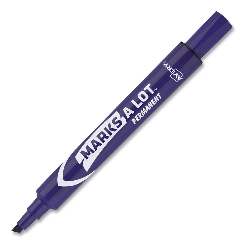 Avery MARKS A LOT Large Desk-Style Permanent Marker, Broad Chisel Tip, Purple, Dozen (8884)