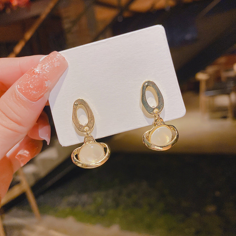 Oval Opal Drop Earring