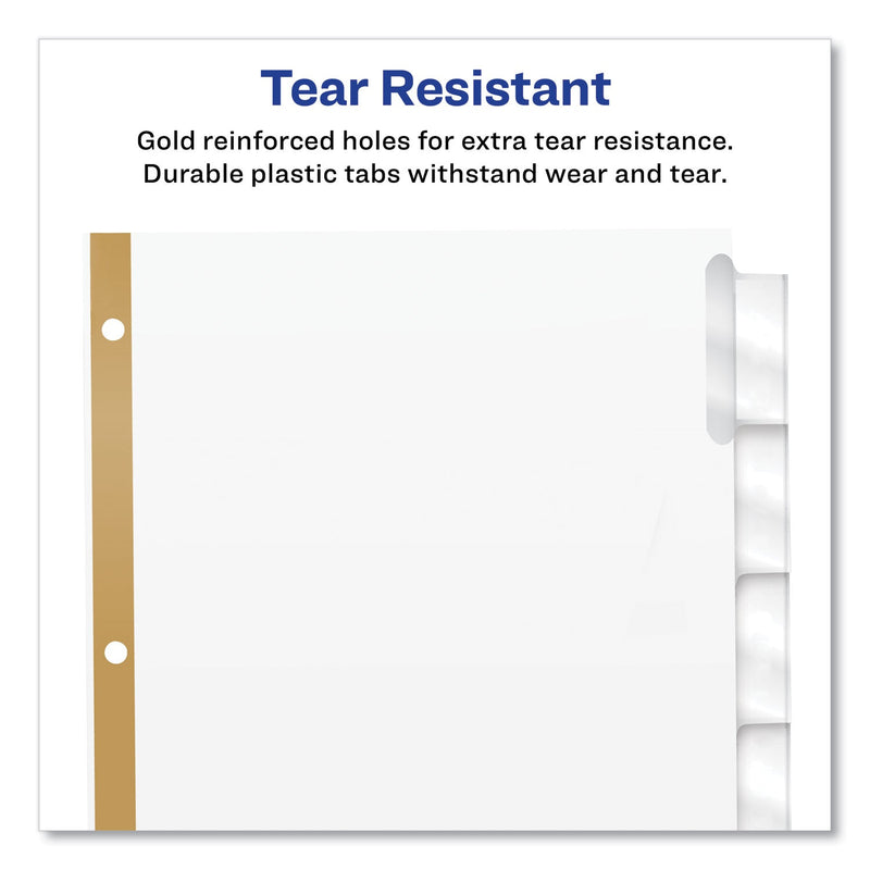 Avery Insertable Big Tab Dividers, 8-Tab, Double-Sided Gold Edge Reinforcing, 11 x 8.5, White, Clear Tabs, 1 Set