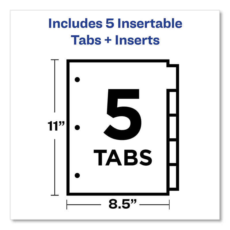 Avery Insertable Big Tab Dividers, 5-Tab, Single-Sided Copper Edge Reinforcing, 11 x 8.5, Buff, Clear Tabs, 1 Set