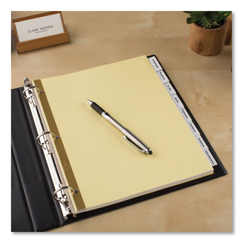 Avery Insertable Big Tab Dividers, 8-Tab, Double-Sided Gold Edge Reinforcing, 11 x 8.5, Buff, Clear Tabs, 1 Set