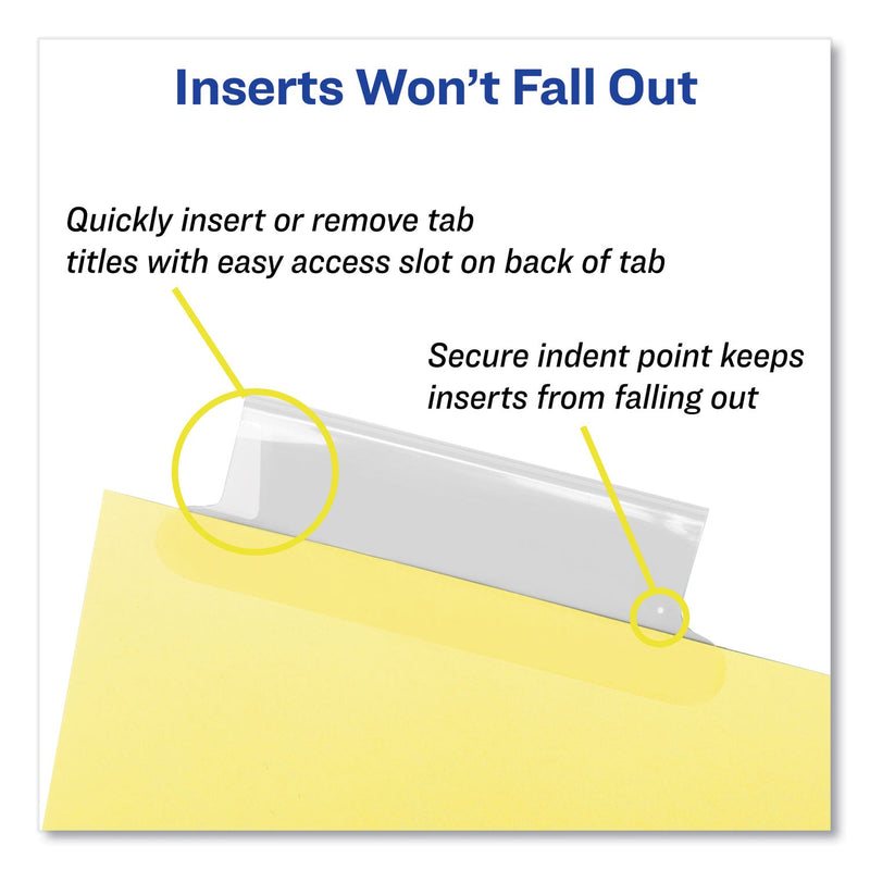 Avery Insertable Big Tab Dividers, 5-Tab, Single-Sided Copper Edge Reinforcing, 11 x 8.5, Buff, Clear Tabs, 1 Set