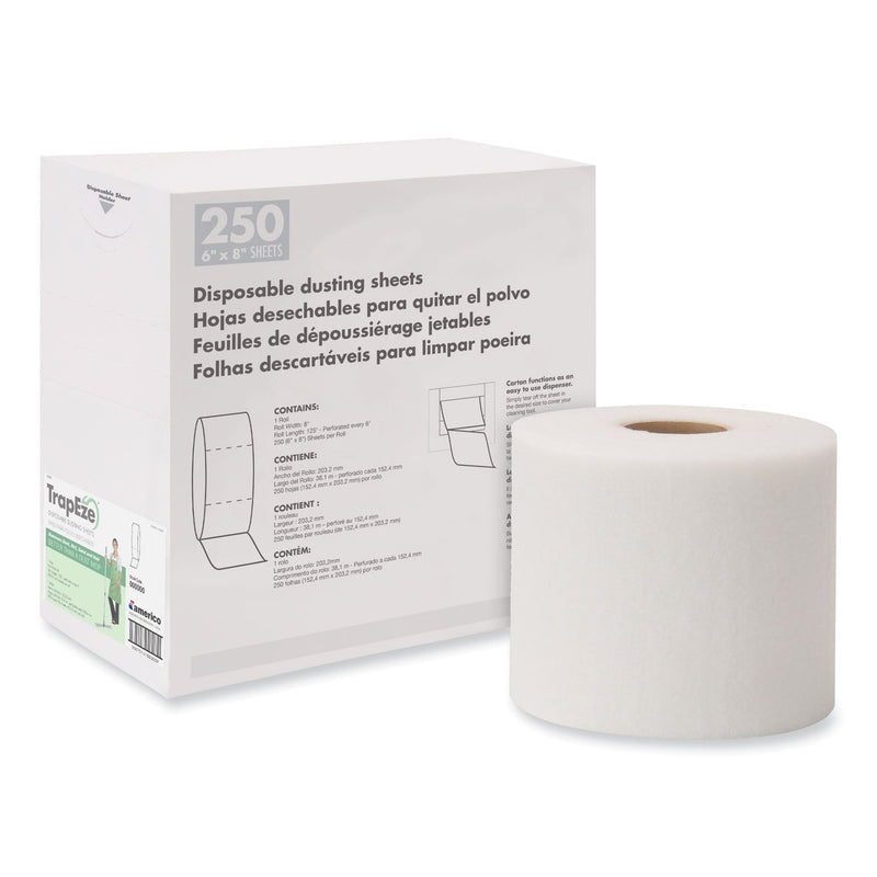 Boardwalk TrapEze Disposable Dusting Sheets, 8" x 125 ft, White, 250 Sheets/Roll,