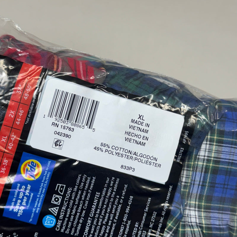 HANES (3 PACK) Men's Cool Comfort Boxer Briefs Sz XL 40-42" Blue/Red/Grey 042390