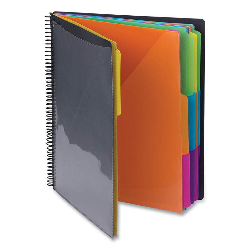 Smead Poly Project Organizer, 24 Letter-Size Sleeves, Gray with Bright Pockets