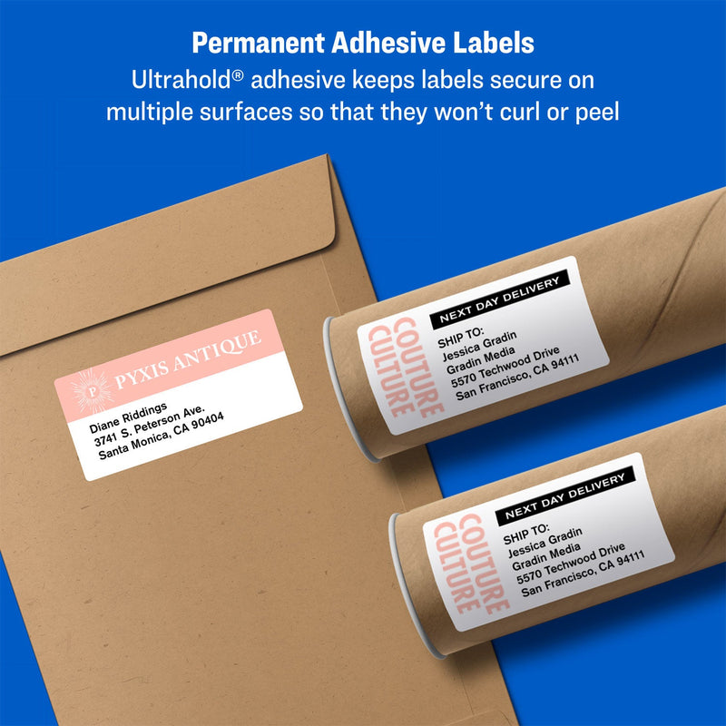 Avery Shipping Labels w/ TrueBlock Technology, Inkjet Printers, 2 x 4, White, 10/Sheet, 25 Sheets/Pack