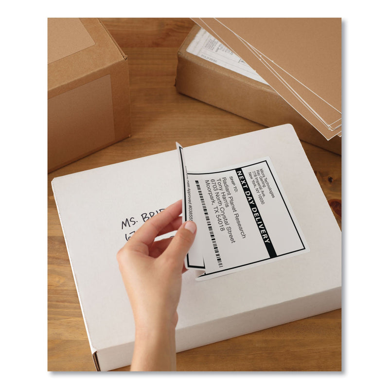 Avery Shipping Labels w/ TrueBlock Technology, Laser Printers, 5.5 x 8.5, White, 2/Sheet, 100 Sheets/Box