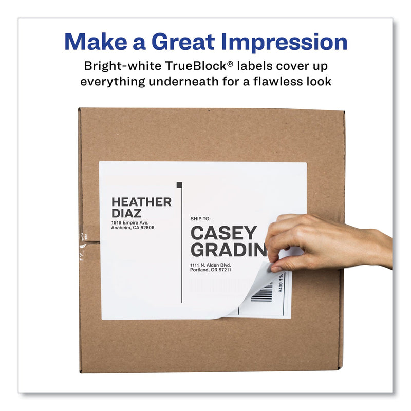 Avery Shipping Labels with TrueBlock Technology, Inkjet Printers, 8.5 x 11, White, 25/Pack