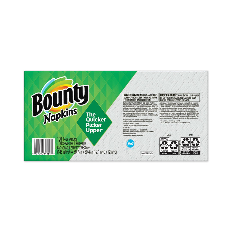 Bounty Quilted Napkins, 1-Ply, 12.1 x 12, White, 100/Pack