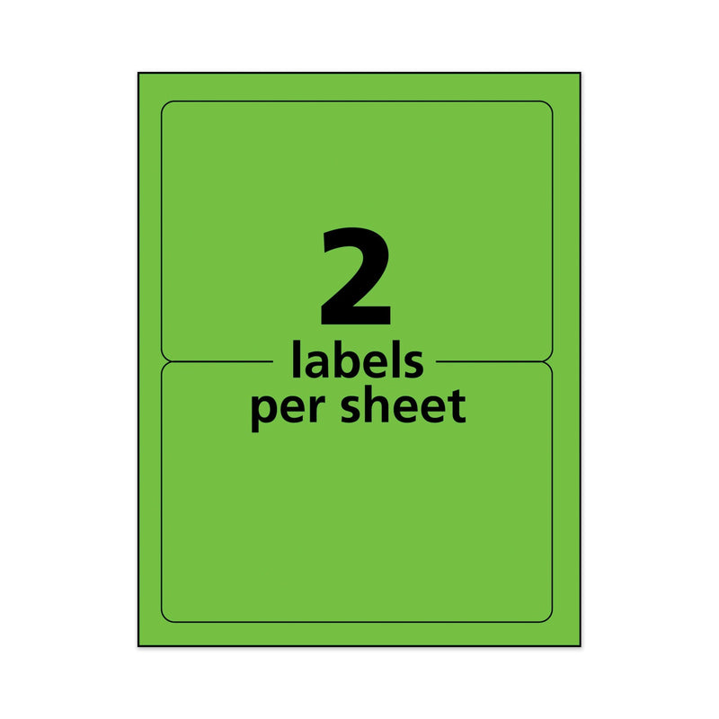 Avery High-Visibility Permanent Laser ID Labels, 5.5 x 8.5, Neon Green, 200/Box