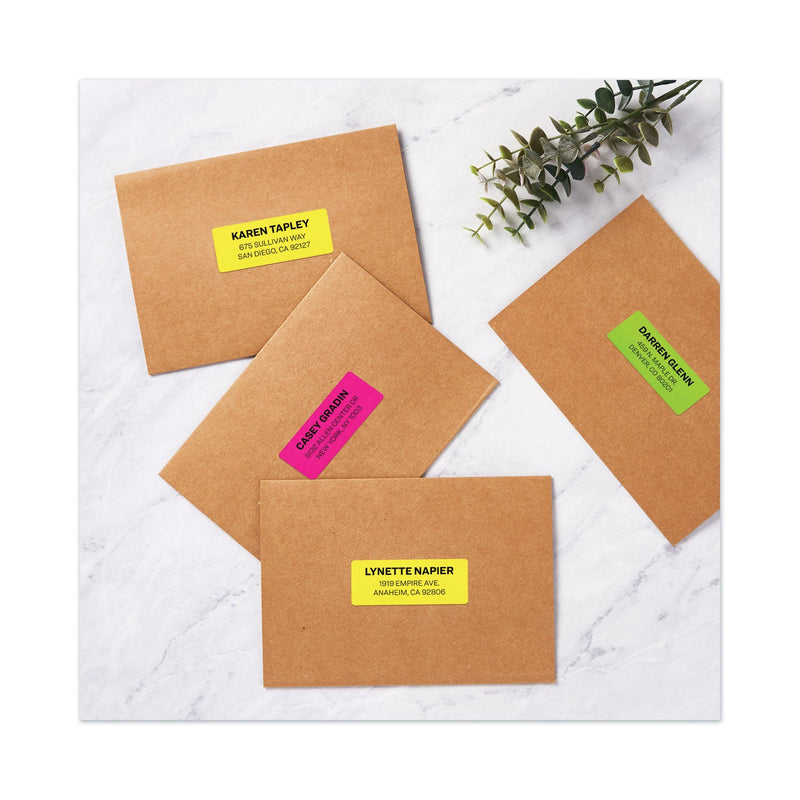 Avery High-Visibility Permanent Laser ID Labels, 1 x 2.63, Asst. Neon, 450/Pack