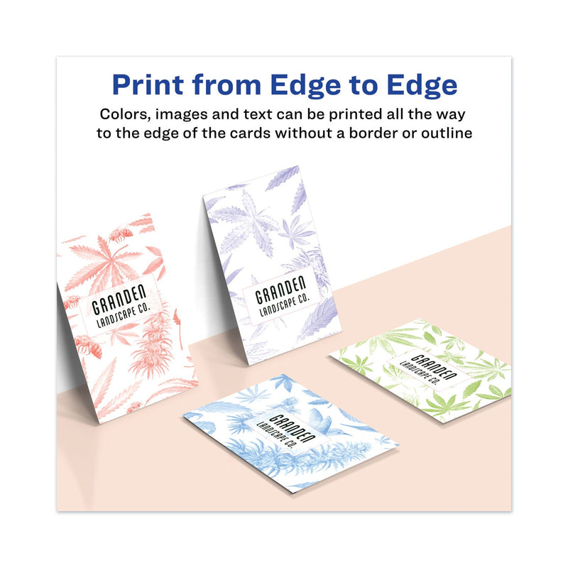 Avery Print-to-the-Edge Microperf Business Cards w/Sure Feed Technology, Color Laser, 2x3.5, White, 160 Cards, 8/Sheet,20 Sheets/PK