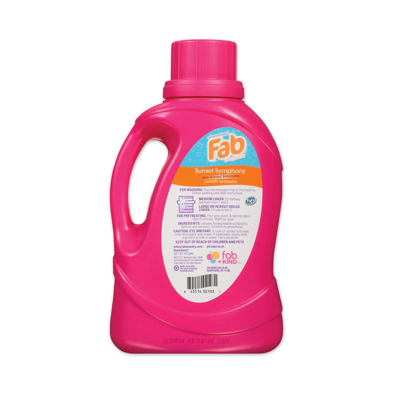 Fab Laundry Detergent Liquid, Sunset Symphony (Sun Kissed Blossoms), 40 Loads, 60 oz Bottle, 6/Carton