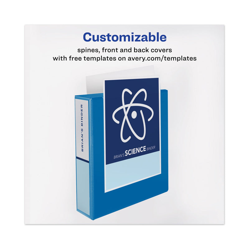 Avery Heavy-Duty View Binder with DuraHinge and One Touch EZD Rings, 3 Rings, 1.5" Capacity, 11 x 8.5, Pacific Blue