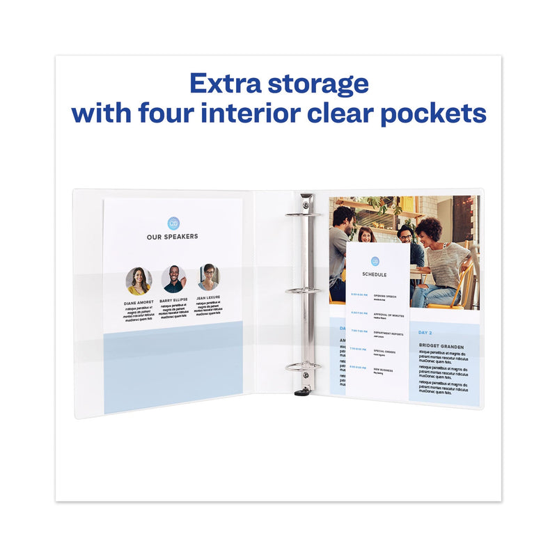 Avery Heavy-Duty View Binder with DuraHinge and One Touch EZD Rings, 3 Rings, 1.5" Capacity, 11 x 8.5, White