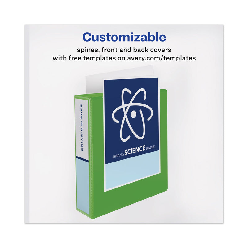 Avery Heavy-Duty View Binder with DuraHinge and One Touch EZD Rings, 3 Rings, 1" Capacity, 11 x 8.5, Chartreuse