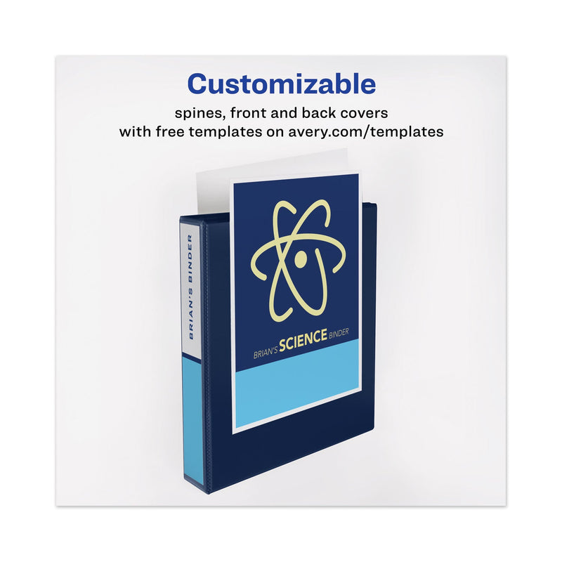 Avery Heavy-Duty View Binder with DuraHinge and One Touch EZD Rings, 3 Rings, 2" Capacity, 11 x 8.5, Navy Blue