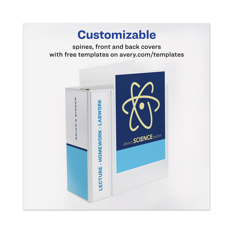 Avery Heavy-Duty View Binder with DuraHinge and Locking One Touch EZD Rings, 3 Rings, 5" Capacity, 11 x 8.5, Navy Blue