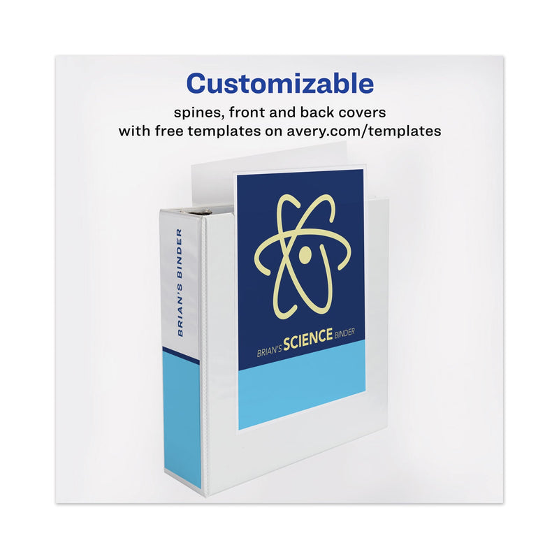 Avery Heavy-Duty View Binder with DuraHinge, One Touch EZD Rings and Extra-Wide Cover, 3 Ring, 3" Capacity, 11 x 8.5, White, (1321)