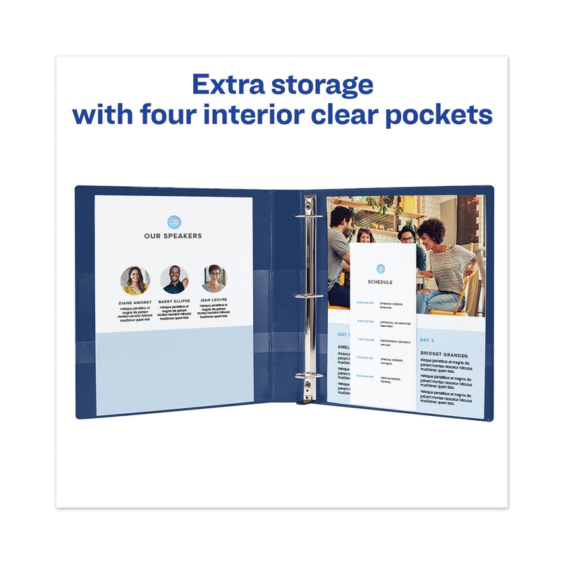 Avery Heavy-Duty View Binder with DuraHinge and One Touch EZD Rings, 3 Rings, 1" Capacity, 11 x 8.5, Navy Blue