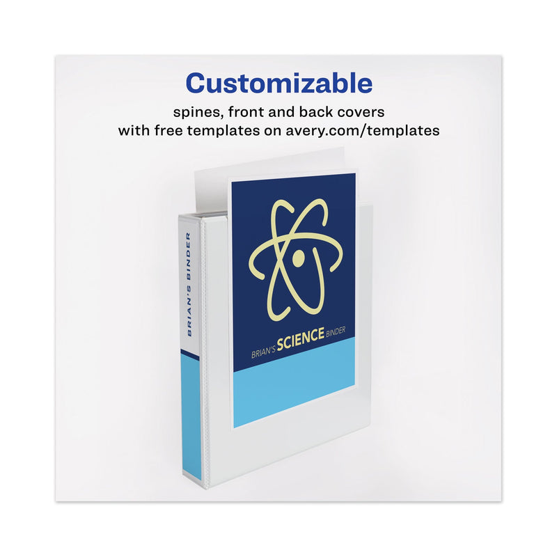 Avery Heavy-Duty View Binder with DuraHinge and One Touch EZD Rings, 3 Rings, 1.5" Capacity, 11 x 8.5, White