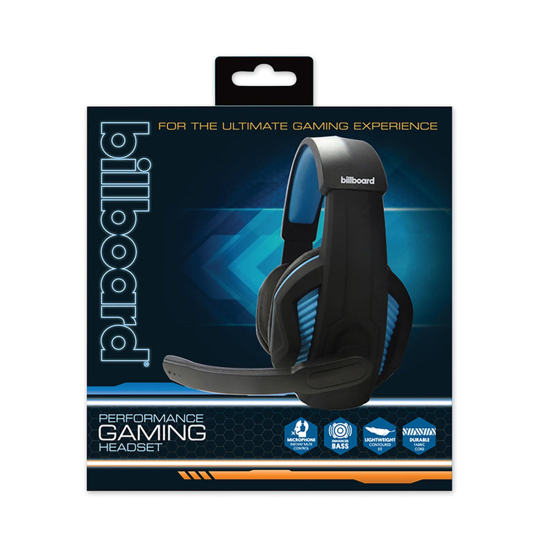 billboard Gaming Headsets, Binaural, Over the Head, Black/Blue