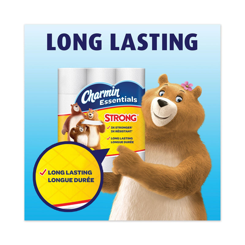 Charmin Essentials Strong Bathroom Tissue, Septic Safe, Individually Wrapped Rolls, 1-Ply, White, 451/Roll, 36 Rolls/Carton