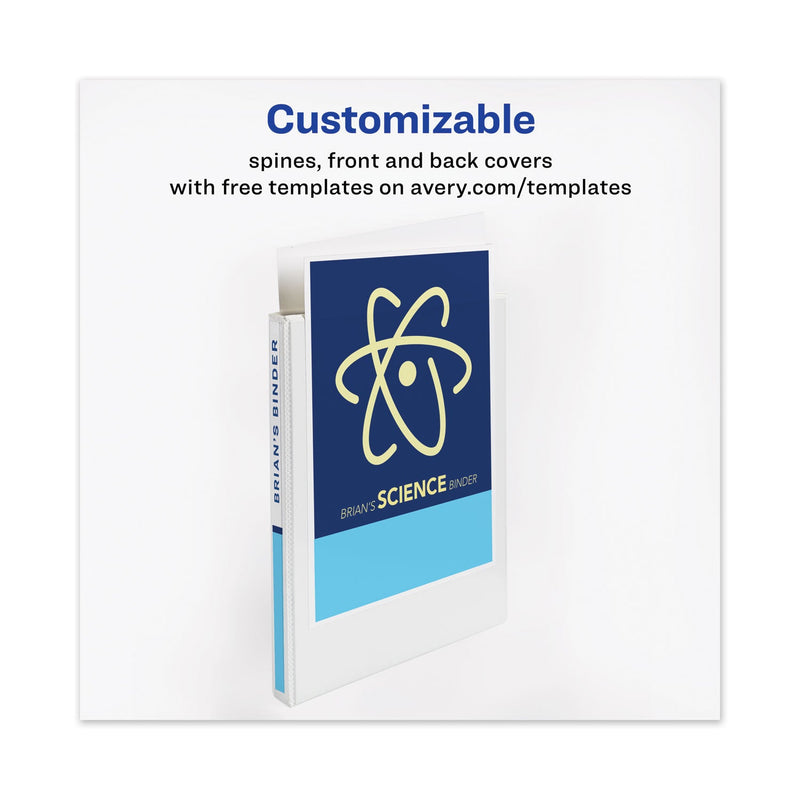 Avery Heavy-Duty View Binder with DuraHinge and One Touch Slant Rings, 3 Rings, 0.5" Capacity, 11 x 8.5, White