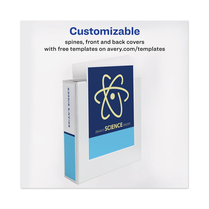 Avery TouchGuard Protection Heavy-Duty View Binders with Slant Rings, 3 Rings, 3" Capacity, 11 x 8.5, White